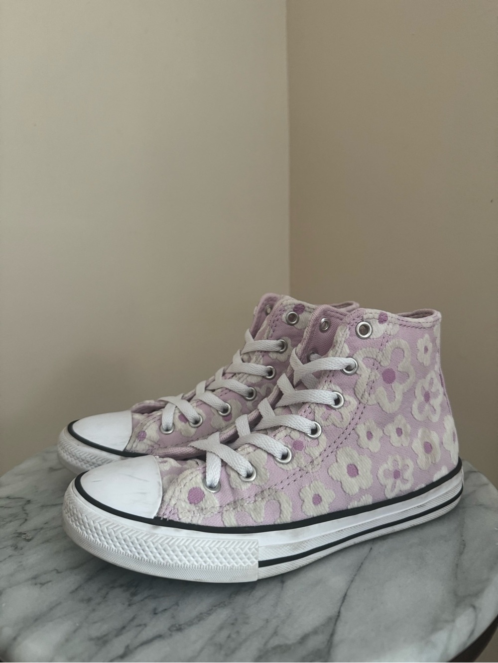 Converse Chuck Taylor All Star Floral Chenille High Top Sneakers Girls Size 3